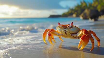 Image of crabs that walk along the beach are very beautiful printed on Printed Glass Splashbacks