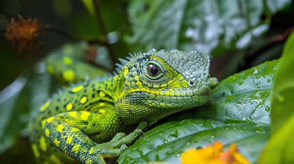 Endangered reptiles camouflaged among endangered plant species, flora food chain endangered, habitat specialization