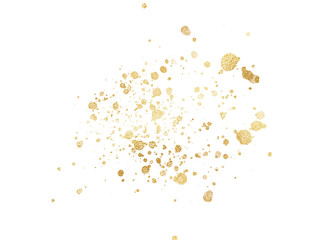 Gold glitter. Golden sparkle confetti. Shiny glittering dust for party celebration anniversary birthday card design