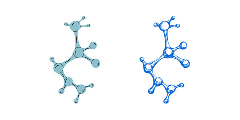 Vector flat and sketch style school Illustration. Crystallized molecule sketch.  Back to School.  The science.