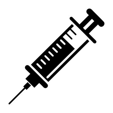 recommend clip art: Injection vaccine needle icon, flat silhouette syringe injection vector illustration