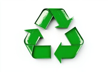 Obraz premium A vibrant green recycling symbol representing sustainability and eco-friendly practices in waste management and environmental protection.