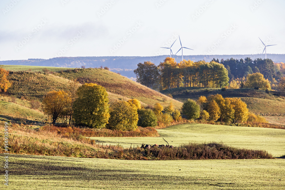 Poster Rural view at a landscape in autumn colors