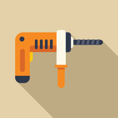 Illustration of an orange power drill making a hole, perfect for construction or diy projects