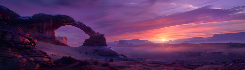 Fototapeta premium Purple Sunset Over Desert Arch - Landscape Photography