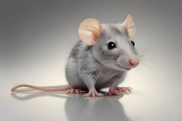 Adorable White Mouse with Large Ears.