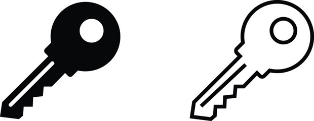 Key icon set. Key black flat and line vector collection isolated on transparent background. Key symbol in generic style. Access keys concept for house, room, office, unlock, safety, secret, door more