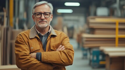Fototapeta premium Confident Senior Carpenter in His Workshop.