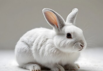 Adorable White Rabbit with Long Ears.