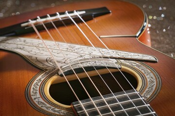 Obraz premium A close-up view of a classical guitar