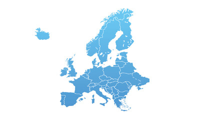 Europe map with modern colorful for website layouts,background, education, precise, customizable, Travel worldwide,map silhouette backdrop,earth geography,political,reports.