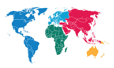Map of the world with individual modern colorful for website layouts,background, education, precise, customizable, Travel worldwide,map silhouette backdrop,earth geography,political,reports.
