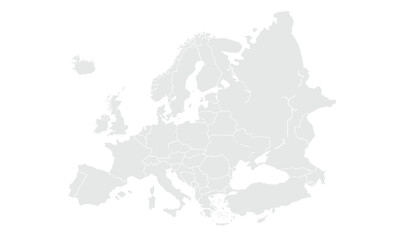 Europe map Grayscale,isolated on white background for website layouts,background,education, precise,customizable,Travel worldwide,map silhouette backdrop,earth geography, political,reports.