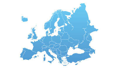 Fototapeta premium Europe map with modern colorful for website layouts,background, education, precise, customizable, Travel worldwide,map silhouette backdrop,earth geography,political,reports.