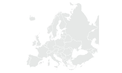 Fototapeta premium Europe map Grayscale,isolated on white background for website layouts,background,education, precise,customizable,Travel worldwide,map silhouette backdrop,earth geography, political,reports.