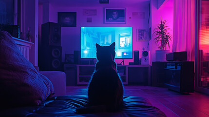 Cat in a Cozy Lofi Living Room: Stream Starting Soon Overlay