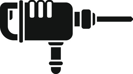 Black silhouette of a powerful jackhammer, a tool commonly used in construction for demolition tasks