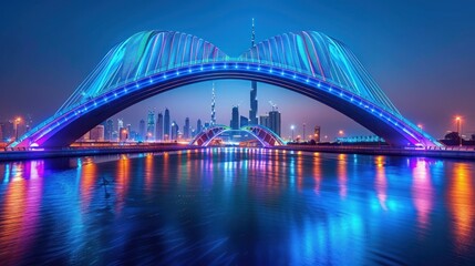 Naklejka premium Illuminated Bridge in Dubai