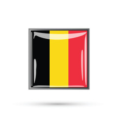 Fototapeta premium Belgium Flag. Flag of Belgium square shape vector illustration isolated on white background national day celebration 21 july poster banner flyer social media and web. 