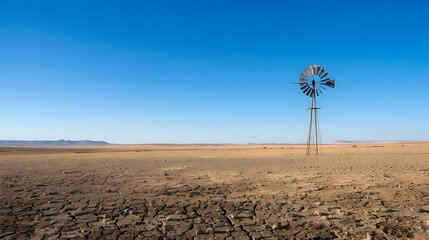 Windmill in a Desert Landscape - Photo