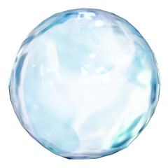 A blue water, spherical object with a smooth surface. 3D cute cartoon perfect for underwater animations, educational exhibits, marine biology visualizations, oceanic simulation.