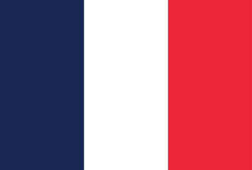France Flag. Flag of France vector illustration isolated on white background editable for celebration of National Day of France. Bastille Day celebration 14th july.