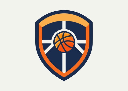 recommend clip art: Professional Shield Logo Design with Integrated Basketball and Hoop
