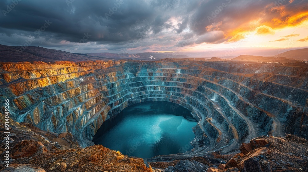 Canvas Prints diamond mine at sunset