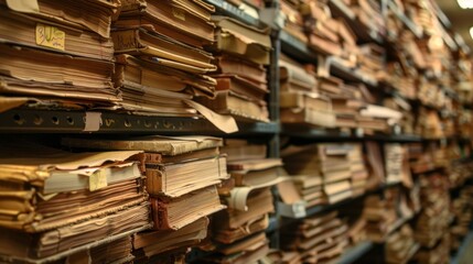 Fototapeta premium Describe the role of archives in preserving corporate history. Write about the types of documents archived, the benefits to businesses, and how corporate archives support organizational memory 