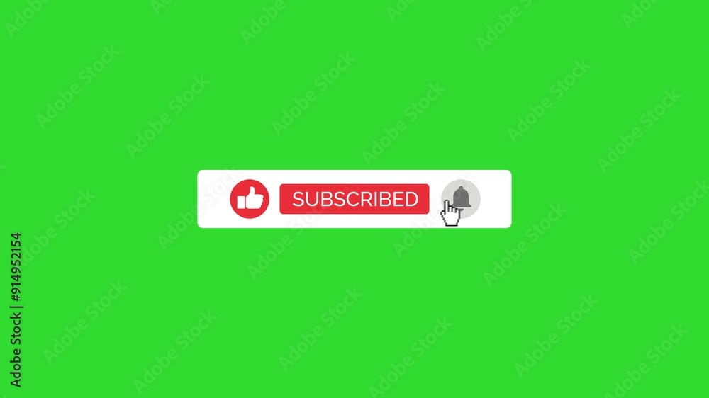Wall mural subscribe button animation, subscribing animation, animated subscribe button on green screen with (m