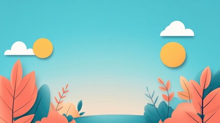 Obraz premium Stunning vibrant blue sky with a bright sunny and cloudless landscape in a modern minimalist flat design style The image has a clean