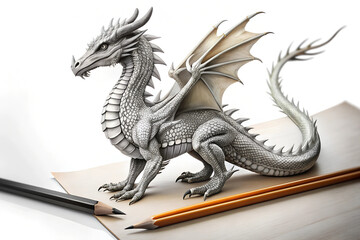 Fototapeta premium Dragon. Pencil Draw. 