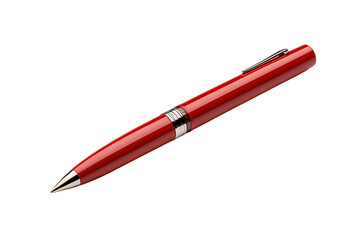 Elegant Red Pen Placed on a White Surface With Reflective Finish in the Afternoon Light on Transparent PNG Background.