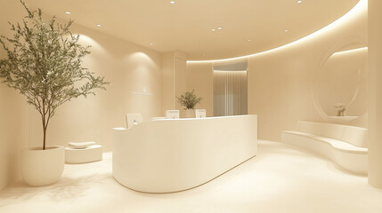 白を基調としたモダンなカウンター受付