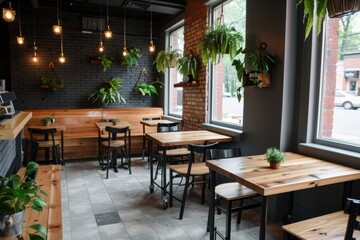 Fototapeta premium Enjoy a classic and rustic cafe experience with a fully vegan menu