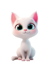 Cute white kitty cat animal on white background