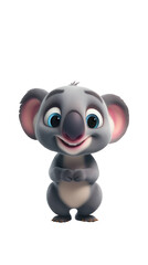 Adorable sweet happy koala animal on white background