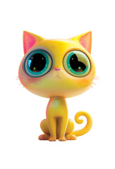 Sweet adorable yellow cat animal on white background