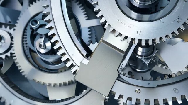 Moving gears are interlocked and rotate smoothly.
