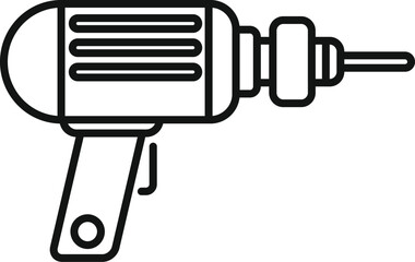 Simple line drawing of an electric drill representing renovation and building works