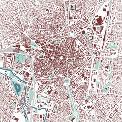 Dijon map, France. City map, streetmap with buildings and roads, parks and rivers.