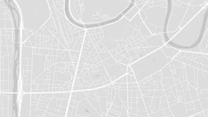 Background Grenoble map, France, white and light grey city poster with roads and water.