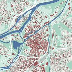 Obraz premium Metz map, France. City map, streetmap with buildings and roads, parks and rivers.