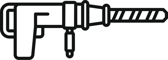 Line drawing of a heavy duty construction jackhammer with a chisel tip, useful for demolition and renovation work