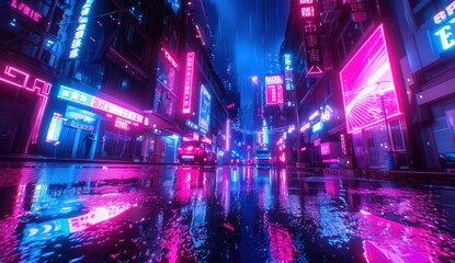 Naklejka premium Neon Cityscape