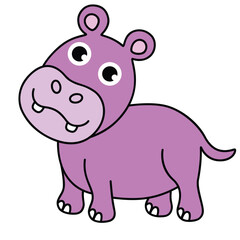 hippopotamus animal sticker cartoon vector illustration on white background