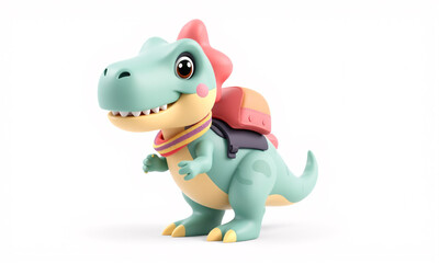 Obraz premium 3D cartoon T-Rex dinosaur in a whimsical style, set on a white background
