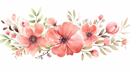 Fototapeta premium Watercolor floral border