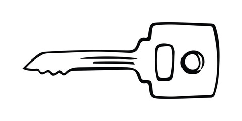 Sketch style of vintage key on white background. Vintage locks and keys. Sketch keyhole, victorian style padlock. Medieval or antique door hole, old decor security elements vector collection. Illustra