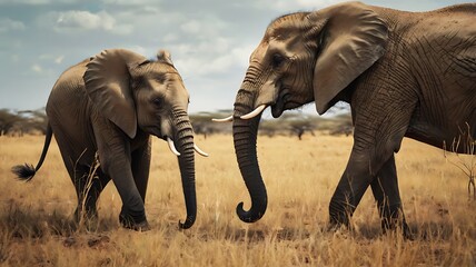 elephants in the savannah